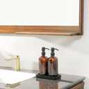 Prus Waso Amber Glass Soap Dispenser Set, Hand Soap and Lotion Set with Black Stainless Steel Pump, Perfect for Modern Bathroom Decor. (Amber)