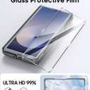 Vizvera for Galaxy Z Fold 6 Case Luxury Leather with Screen Protector 2 Pack, [Hinge Protection] Shockproof Leather Phone Case for Galaxy ZFold 6(Black)