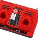 12V Dual Charger Replacement for Milwaukee 12v Charger, Compatible with Milwaukee M-12 Battery 48-11-2401 48-11-2420 48-11-2440 48-11-2460 etc