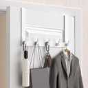 Over The Door Hooks Hanger with Extended Arms,L7U, Fits 1 3/8" Doors - Coat Rack, Bathroom Accessories and Towel Organizer Holder for Coat Robe Hat - 1 Pack, Glossy White