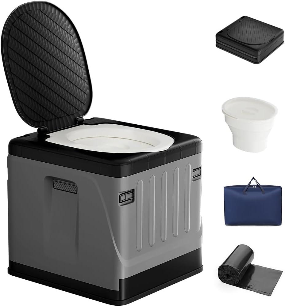Portable Camping Toilets for Adults - Extra Large Travel Porta Potty with InnerPotty and Carry Bag, 400lbs Load Camp Toilet for Car, Hiking, RV, Beach, Indoor, Outdoor