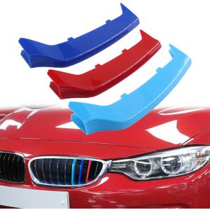 NewYall M-Colored Front Grille Grill Insert Cover Strips Clip Trim Accessories for BMW F32 F33 F36 4 Series M Sport Center Kidney Grill Stripes 9 Beams