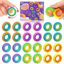 Fidget Toys Sensory Rings for Kids: 24 Pack Finger Rings - Quiet Stress Toys for Kids Autism Calming - Fun Fidgets for Classroom Prize Easter Stuffer