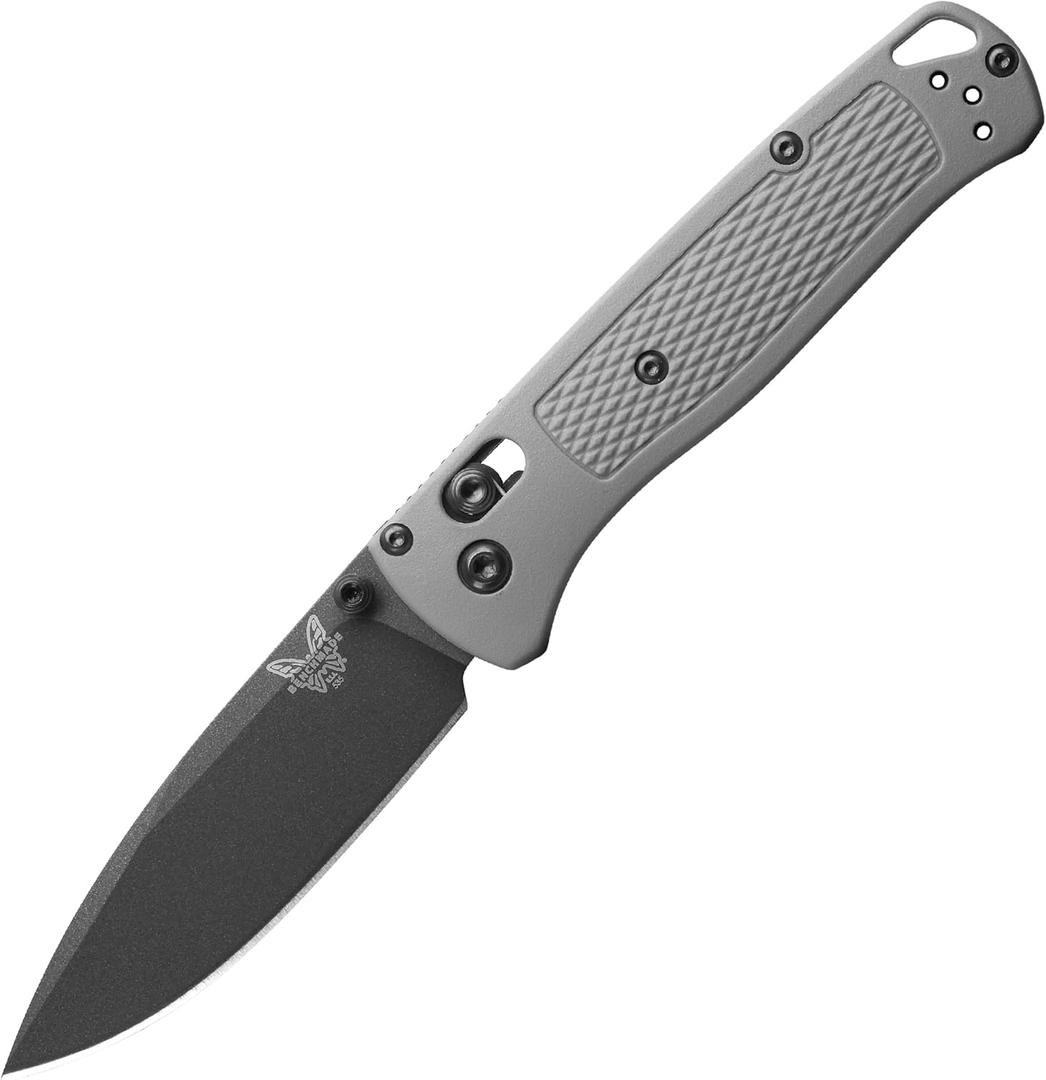 Benchmade - Bugout Outdoor EDC Folding Knife, Slim, Lightweight, Plain Edge, Drop-Point Blade, CPM-S30V Stainless Steel (58-60HRC), Grivory Handle (535BK-08) (Storm Gray Grivory - Cerakote Finish)
