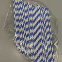 100 Packs Navy Blue Biodegradable Striped Paper Straws, Disposable Drinking Straws for Birthday Carnival Summer Pool Party Wedding Baby Shower Halloween Christmas Party Decoration Supplies