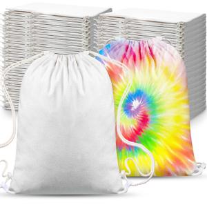 Abbylike 150 Pcs Tie Dye Cotton Drawstring Bag Bulk Sublimation Blank Backpack Canvas Drawstring Tote Bag Items to Tie Dye(X-Large)