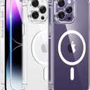 FNTCASE for iPhone 14 Pro-Max Case: Clear Magnetic Phone Cases with Screen Protector Compatible with Magsafe Slim Anti Yellowing Rugged Shockproof Protective Transparent Cell Cover (Clear)