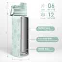 Tennis Stainless Steel Water Bottle with Strap 32oz, Insulated Bottles with Straw and Spout Lid for Gym Sports Travel Outdoor, Gifts for Women Girls Birthday Christmas