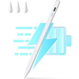 Stylus Pen for iPad 11th & 10th Generation - 10Mins Faster Charge Compatible with (2018-2025) Apple iPad 6-11 Gen, iPad Air 3/4/5/M2/M3, iPad mini 5/6, iPad Pro 11"/12.9"/M4 (A-White)