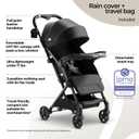 Mompush Lithe V2 Lightweight Travel Stroller, Compact Foldable Baby Stroller with Travel Bag, One-Hand Fold Stroller, Snack Tray, Mechanical Recline Seat, Airplane-Ready, UPF 50+ Canopy & Rain Cover