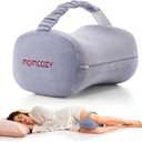 Momcozy Knee Pillow for Side Sleepers, Soft Memory Foam & Pinch-Free Design, Relieve Knee, Leg and Sciatica Pain, Adjustable Elastic Strap Ideal for Pregnant Women and Seniors, Crystal Velvet in Gray