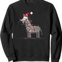 Funny Zebra Christmas Graphics Animal Lights Lover Sweatshirt Small