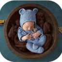 Vemonllas Newborn Photography Props Boys Girls Outfits Mohair Bear Hat Bonnet & Footed Romper Bodysuit Photoshoot Costume Set (Light Blue)