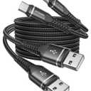 USB A to USB C Cable 60W Fast Charging 10FT, 2Pack USB to USBC Cable for CarPlay/Android Auto USB Type C Cable Durable Braided iPhone USB C Charger Cord for iPhone 17/16/15 Pro Max/Galaxy S26 and More