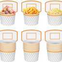 24 Pieces Basketball Hoop Snack Cups, Basketball Party Decorations, Disposable Snack Cups and Bowls for Ball-Themed Parties to Hold Snacks and Treats