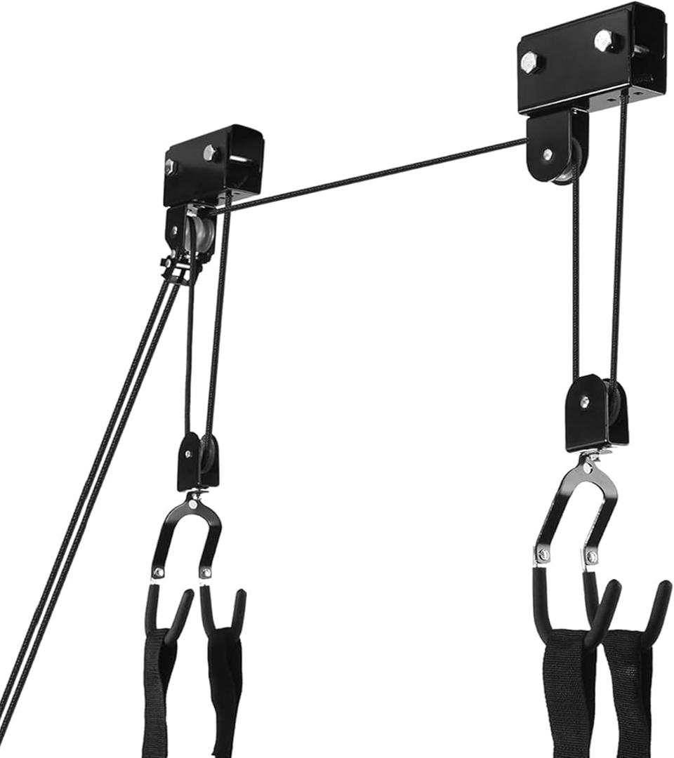 Kayak Hoist Lift Garage Storage with 125lb Capacity Overhead Pulley System for Kayak, Canoe, Bike, Ladder, Paddleboard, Black