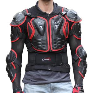 OHMOTOR Motorcycle Body Protective Jacket Armor Men, Motocross Riding Protective Gear,ATV Dirt Bike Chest Spine Protector (Large-X-Large, Red)