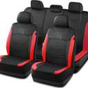 Road Comforts Seat Covers, Premium Leather Car Seat Covers Full Set,Airbag Compatible, Automotive Seat Covers Universal Fit Most Cars,Vans,Truck,SUV, Red