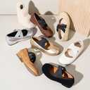 PANDANINJIA Girls Dress Shoes Ballet Flats Mary Jane Elastic Cross Strap Little Big Kid Low Heels Flower Girl Shoes (Ivory)