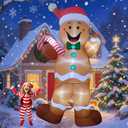 EEkiiqi 12ft Led Light up Giant Christmas Inflatable Outdoor Decor Blow Up Inflatable Yard Decoration for Yard/Party/Lawn/Garden/Doorway (Gingerbread Man)