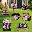 7 PCS Happy 60th Birthday Yard Signs, Birthday Outdoor Decorations for Men and Women, Made in 1966 Lawn Sign, Black Gold Sixty Year Old Birthday Yard Decor with Stakes(BlackPink)