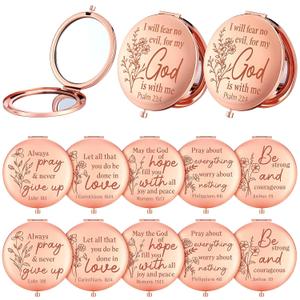 GlikCeil 12 Pcs Christian Gifts Mirror for Women Bulk Bible Verse Makeup Folding Compact Pocket Mirror Inspirational Religious Gift for Mother's Day Coworker Teacher Employee Travel Church Party