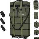 130L Expandable Luggage, 40 Inch Suitcase with Wheels, Collapsible Luggage with Wheels, Rolling Duffle Bag with wheels, Foldable Suitcasewith2Handle Wrap 2Fixing Straps 1Shoulder Strap (Green)