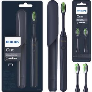 Philips Sonicare Battery Toothbrush, Brush Head Bundle, Midnight Blue, BD1002/AZ (3 Count (Pack of 1))