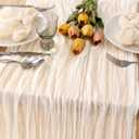MLMC 12 Pack Ivory White Cheesecloth Table Runner Rustic Gauze White Cheese Cloth Table Runner 10ft Boho Cheese Cloth Centerpiece 35x120 Inches for Dessert Anniversary Wedding Bridal Shower Decor