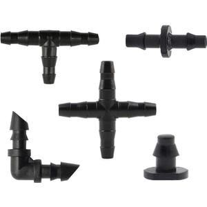 Kalolary Irrigation Fittings Kit, Drip Irrigation Barbed Connectors for 1/4-Inch Tubing Flower Pot Vegetable Garden Lawn Water Hose Connectors (200Pcs)