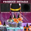 BESTOYARD 48 Pcs Halloween Mini Witch Hats, Black Party Favors Witch Hat Decor & Craft Supplies Felt Cloth for Adults & Kids