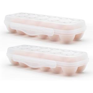 Egg Storage for Refrigerator, Egg Holder for Fridge with Lid, Stackable Egg Storage with Safety Buckle (2)