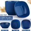 Gejoy 64 Pcs Unbreakable Cereal Reusable Wheat Straw Lightweight Bowls Microwave and Dishwasher Safe Soup Fiber Bowls for Kitchen Serving Salad Rice Snacks (Blue)