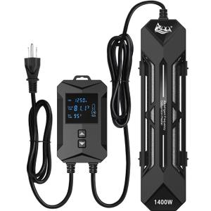 AQQA Aquarium Heater,64-95F Fast Heating Double Quartz Glass Tube Fish Tank Heater,High-definition LCD Controller Displays Real-time Power,Anti-dry and Over-temperature Protection (1400W 260-380 Gal)