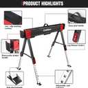 Saw Horses 2 Pack, Folding Heavy Duty 2700lbs Adjustable Height Brackets, Portable Work Support for 2x4 Wood