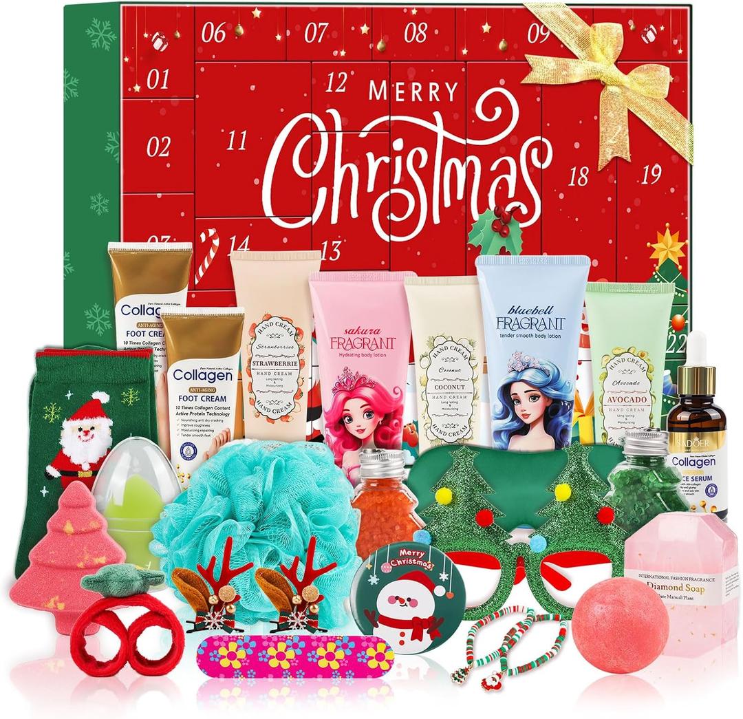 Advent Calendar 2025-24 Days of Luxury Bath & Body Gifts Set, Christmas Countdown Calendar Holiday Gifts, Skincare Beauty Gift Baskets
