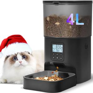 ANDOLL HOME Automatic Cat Feeder, Cat Food Dispenser with 10s Voice Recorder, Pet Feeder up to 8 Meals per Day, Timed Feeder with Dry Food Sealed Ring, Black