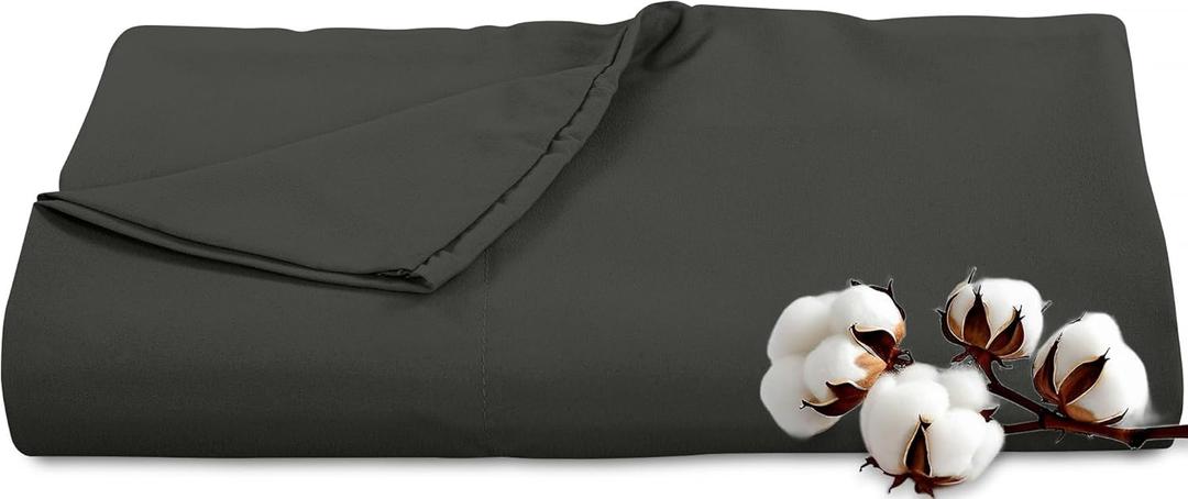 Royale Linens 300 Thread Count 100% Long Staple Combed Cotton Flat Sheet - Super Soft - Top Sheets - Queen Flat Sheet Sold Separately - Breathable, Cool & Crisp Percale Sheets Only (Queen, Black)