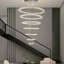 7-Ring Crystal LED Chandelier, Dimmable Pendant Light with Remote
3000-6500K, Adjustable Height up to 118", K9 Crystal & Stainless Steel for Foyer, Staircase & High Ceilings