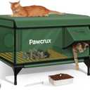 Heated Cat House for Outdoor Cats, Waterproof Insulated Outdoor Cat House with Heating Pad, Weatherproof Elevated Heated Cats House for Outside Feral Cats (Green, 29" L x 17" W x 20" H)