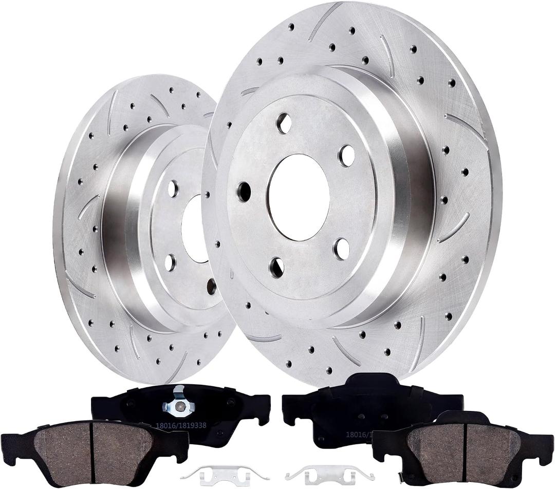 Rear Brake Pads And Rotors Kit Compatible With Dodge Durango 2014-2020,For Jeep Grand Cherokee 2011-2020; W/Solid Rear Discs; Except Srt8 Package; Except Heavy Duty Brakes