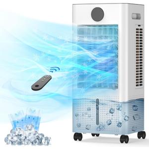 Windowless Portable Air Conditioner, 12H Timer & 2-Gal Tank, 3-IN-1 Portable AC Unit with Remote, 75Oscillation, 3 Modes & 3 Speeds, Ultra-Quiet 23" Ventless Swamp Cooler for Room Home Office