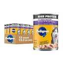 Pedigree High Protein Adult Soft Wet Dog Food, Chopped Chicken & Duck Flavor, 13.2 oz. Cans, BBD: 05/03/2028 (12 Count, Pack of 1)