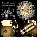 BesLowe 69'' Crystal Floor Lamp for Living Room, Modern Standing Lamp with 738PCS K9 Crystals, Tall Lamp Pole Light for Bedroom Office, Mid Century Gold Floor Lighting with 9 LED Bulbs, Antique Brass