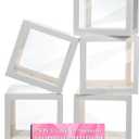 Baby Boxes with Letters, 5 Transparent Baby Shower Balloon Boxes with 78 Letters & Numbers for Gender Reveal Decorations Birthday Wedding Party Grad Backdrop Bridal Shower, White