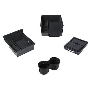 Carwiner 4 PCS Center Console Organizer and Cup Holder Insert Compatible With 2021-2023 Tesla Model 3，2021-2024 Model Y, Flocked/Silica Rubber Armrest Hidden Cubby Drawer Storage Box Accessories