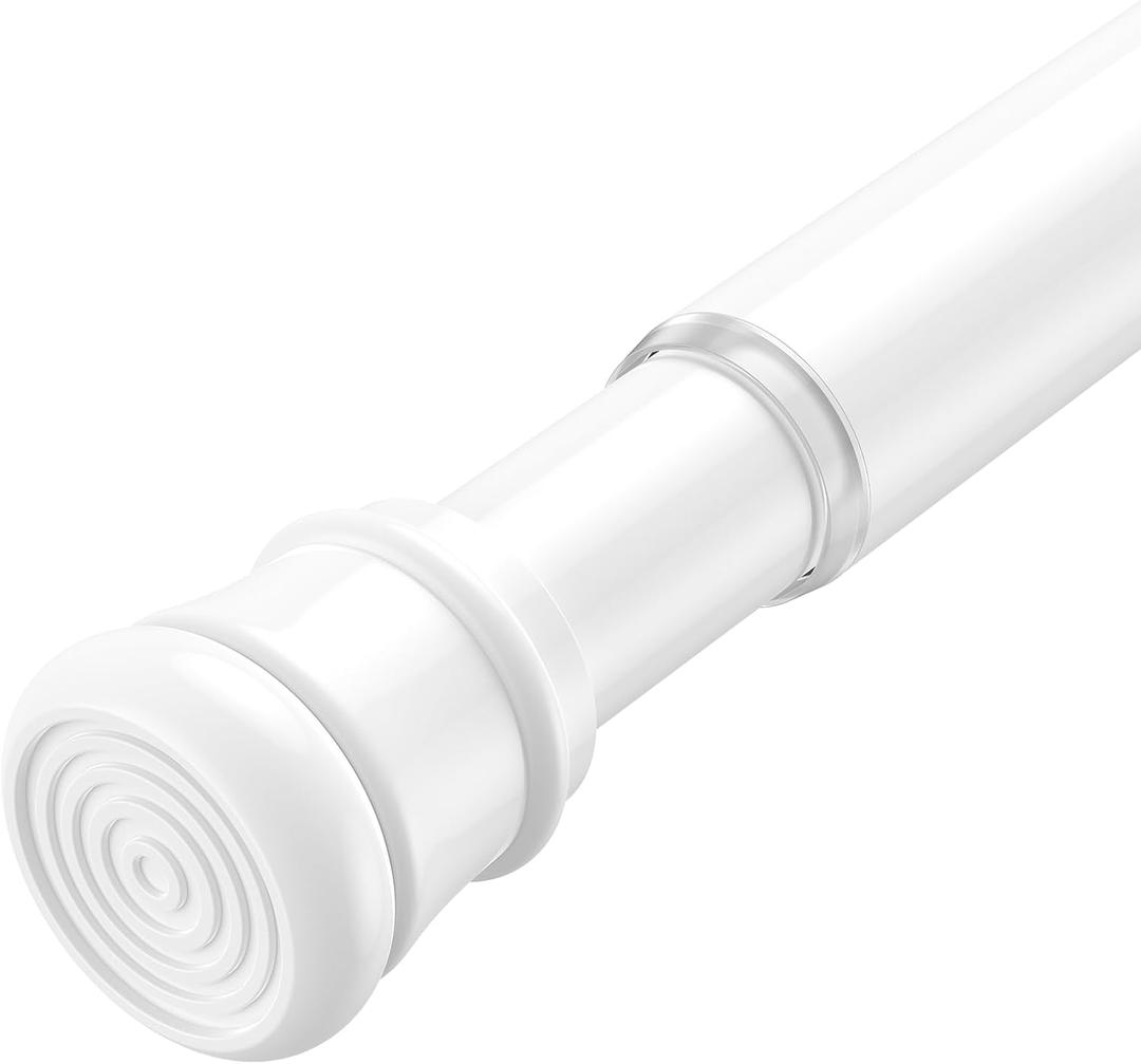 AIZESI Tension Curtain Rod for Windows 45 to 77 Inch, Adjustable Expandable Spring Curtain Rods No Drilling, Non Slip Curtain Rod for Bedroom Doorway Closet Door, White