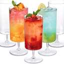 Ciaell 12 Pack Clear Plastic Goblets - 14 Oz Plastic Glasses with Short Stem - Disposable Water Drinking Cups for Juice, Cocktail, Party