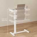 Muwuele Solid Wood Overbed Bedside Table with Wheels, Adjustable Medical Tilt Top Hospital Bed Table Over The Bed, Rolling Laptop Desk, Mobile Standing Desk for Hospital and Home Use (White), 31.4"W x 15.7"D x 27.5" H