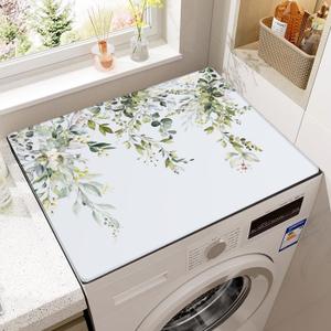 Plant Washing Machine Dust Cover Pad, Sage Leaf Non-slip Washer and Dryer Covers for The Top, Protector Mat for Washer Dryer Home Decor, 23.6" x 19.7"